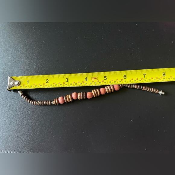 Vintage Wooden Bead Bracelet Unisex Earthy Barrel Clasp Natural - Picture 3 of 4